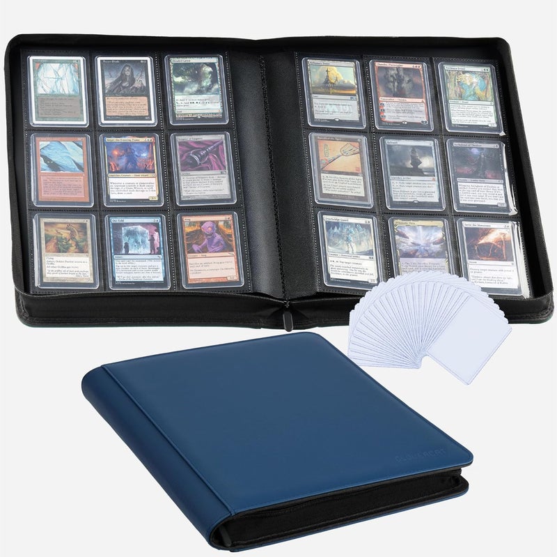 CLOVERCAT 9-Pocket Toploader Binder, Clovecat Premium Card Book， Holds 252 Trading Card with 20 Removable Top-loader Sleeves，PU Card Holder Folders,Card Album for MTG, TCG, Yugioh, Game & Sports Cards(Blue) - Image 1